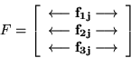 \begin{displaymath}
F = \left[
\begin{array}{cc cc}
\longleftarrow \mathbf{f_{1j...
...ftarrow \mathbf{f_{3j}} \longrightarrow \\
\end{array}\right]\end{displaymath}