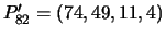 $P'_{82} = ( 74, 49, 11, 4)$