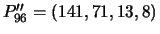 $P''_{96} = (141, 71, 13, 8)$