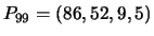 $P_{99} = ( 86, 52, 9, 5)$